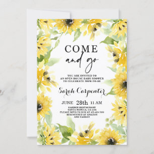 Sunflower Come and Go Baby Shower Invitation