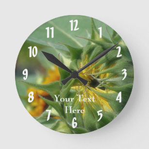 Sunflower Coming Into Bloom Nature Round Clock