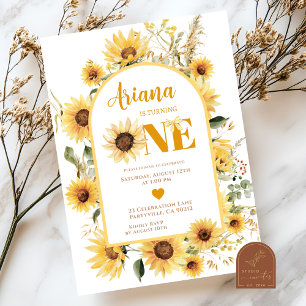 Sunflower Coquette First Birthday Invitation