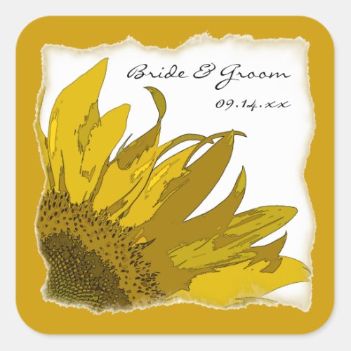 Sunflower Corner Wedding Envelope Seals