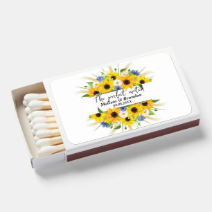 Sunflower Cornflower Watercolor Wedding Matchboxes