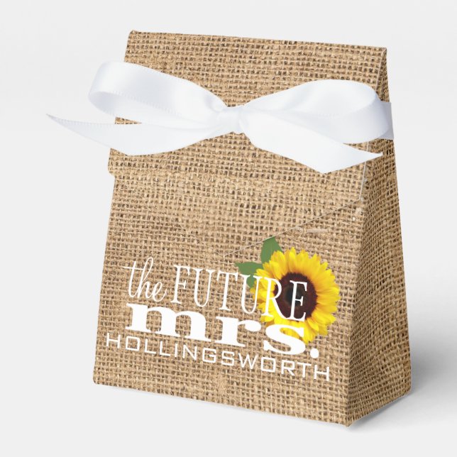 Sunflower Country Burlap Favor | Bridal Shower Favor Boxes (Front Side)