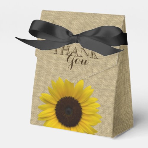 Sunflower Country Burlap Print Favor Boxes