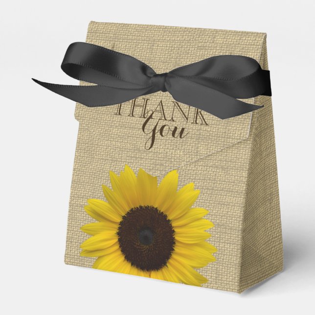 Sunflower Country Burlap Print Favor Boxes (Front Side)