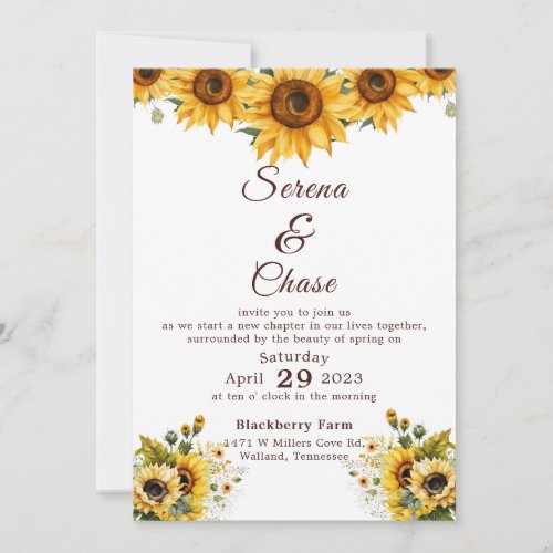 Sunflower Country Chic Wedding Invitation