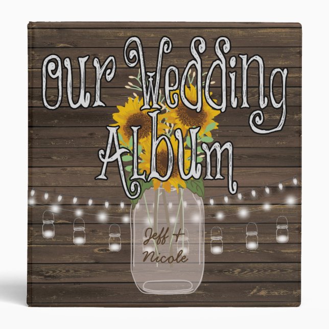 Sunflower Country Custom Wedding Photo Album Binder (Front)
