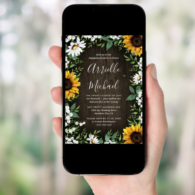 Sunflower Country Engagement Party Invitations (Front Digital)
