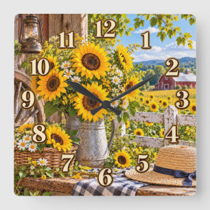 Sunflower Country Farm Garden Clock