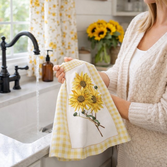 Sunflower Country Farmhouse Kitchen Towel (Sunflower farmhouse kitchen towel perfect for housewarmings, bridal shower gift bags, and more.”)