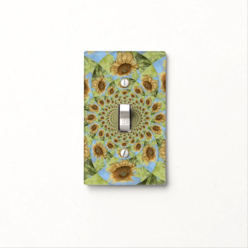 Sunflower Country Floral Yellow Green Rustic Light Switch Cover