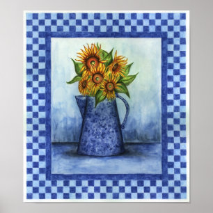 Sunflower Country Folk Art Poster Print
