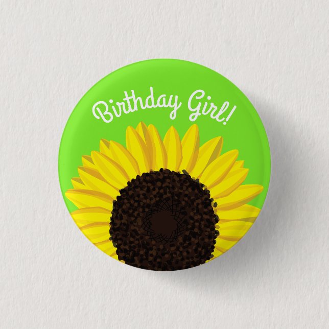 Sunflower Country Kids Birthday Party Button (Front)