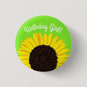 Sunflower Country Kids Birthday Party Button