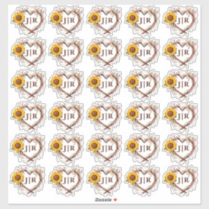 Sunflower Country Monogram Rustic Wedding Stickers