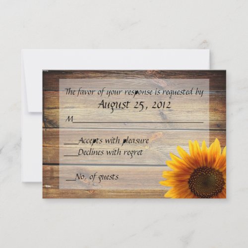 Sunflower Country RSVP card