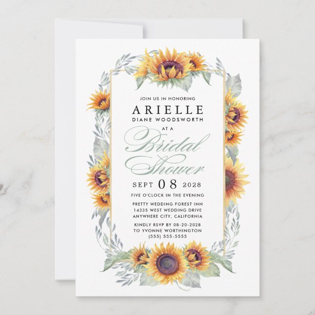 Sunflower Country Rustic Bridal Shower Invitations (Front)