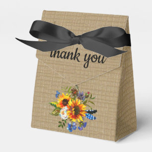 Sunflower Country Rustic Burlap Print Favor Boxes