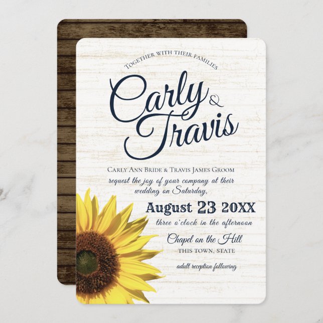 Sunflower Country Rustic Wedding Invitation (Front/Back)