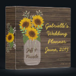 Sunflower Country Wood Mason Jar Wedding Binder<br><div class="desc">Beautiful custom wedding design featuring a country sunflower and mason jar. Perfect for that rustic wedding. You can customize and personalize it any way you wish.</div>