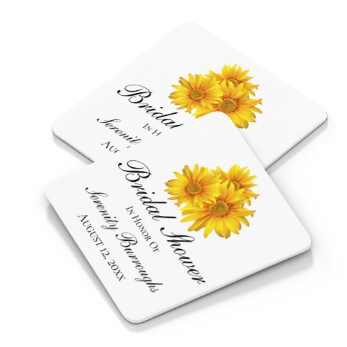 Sunflower Country Yellow Floral Bridal Shower  Square Paper Coaster