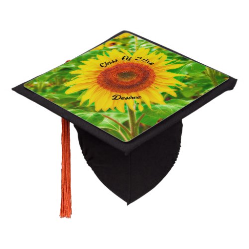 Sunflower Country Yellow Green Beautiful Floral Graduation Cap Topper