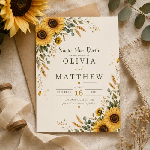 Sunflower Countryside Save the Date Card
