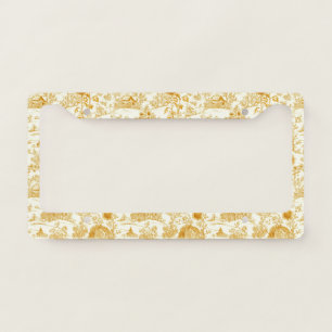 Sunflower Countryside Vintage Yellow Toile License Plate Frame