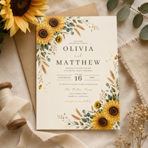 Sunflower Countryside Wedding Invitation