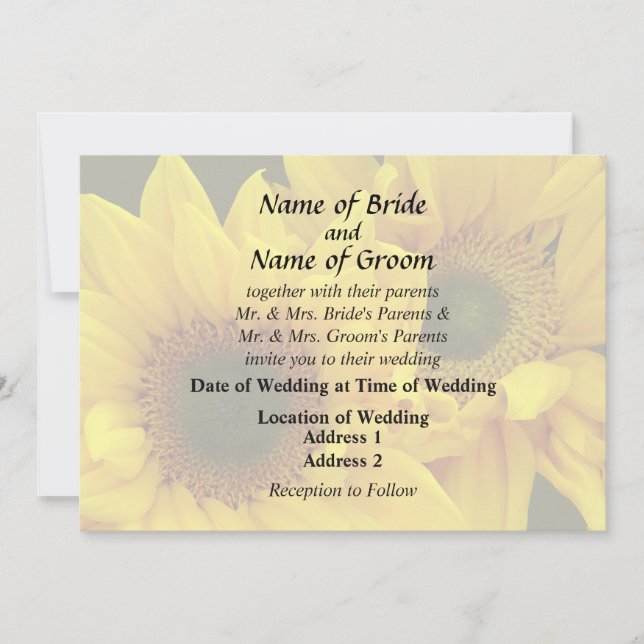 Sunflower Couple Arm in Arm Invitation (Front)