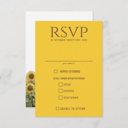 Sunflower Couple Food Choices RSVP Card