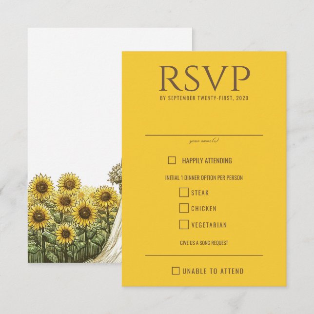 Sunflower Couple Food Choices RSVP Card (Front/Back)