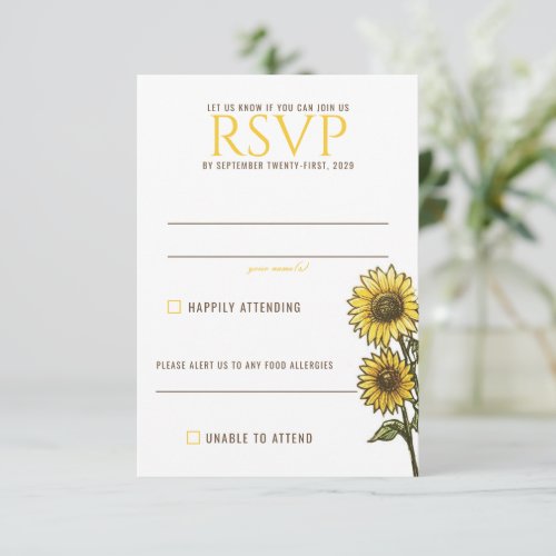 Sunflower Couple RSVP Card