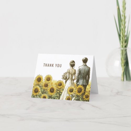 Sunflower Couple Thank You Card