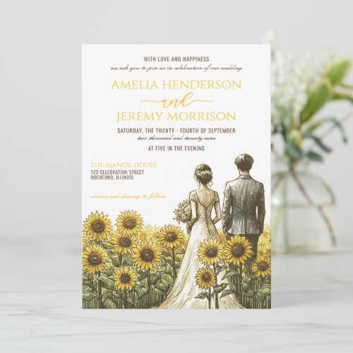 Sunflower Couple Wedding Invitation