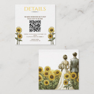 Sunflower Couple Wedding QR Code Enclosure Card