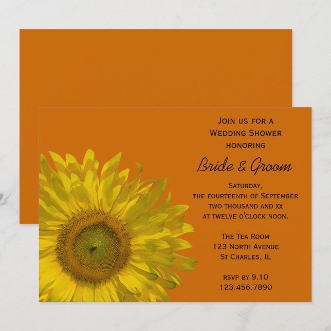 Sunflower Couples Wedding Shower Invitation (Front/Back)