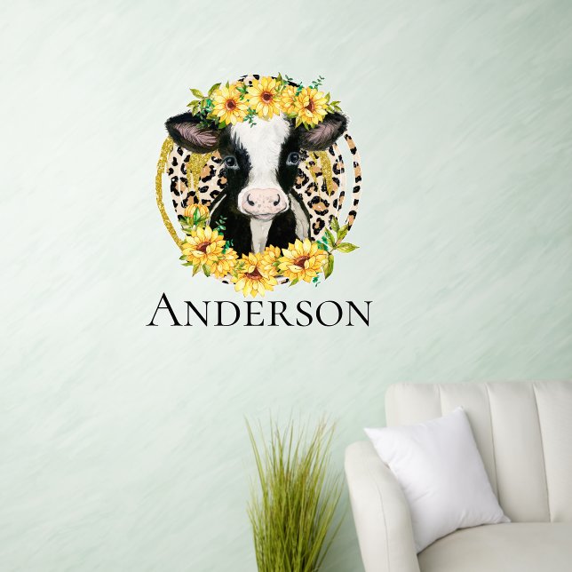Sunflower Cow Farm Wall Decal (Living Room)