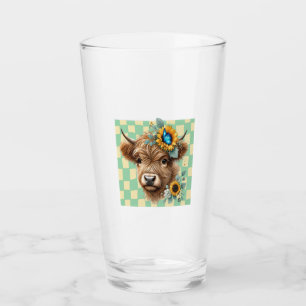 Sunflower Cow Png, Cute Highland Cow Glass