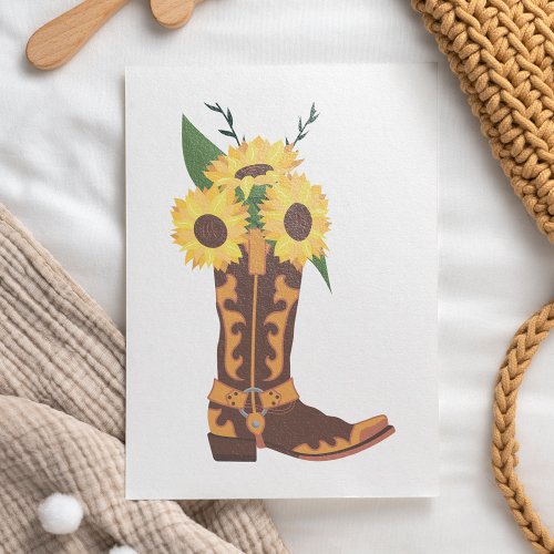 Sunflower Cowboy Boot Flat Card