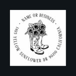Sunflower Cowboy Boots Custom Name Return Address Self-inking Stamp<br><div class="desc">Personalized rubber stamp for your holiday mailing return address, small business professional logo and custom info. Vintage and classic design to add some personal touch to your mail and package. Customize the text with your name or business name, address and contact information. Use the Design Tool to further edit the...</div>