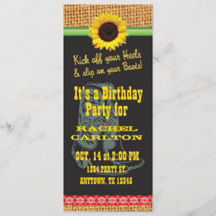 Sunflower Cowgirl Birthday Party Invitation