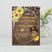 Sunflower Cowgirl rustic Afro Girl Baby Shower Inv Invitation (Standing Front)