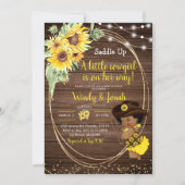 Sunflower Cowgirl rustic Afro Girl Baby Shower Inv Invitation (Front)