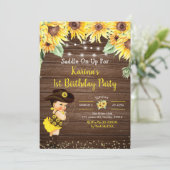 Sunflower Cowgirl rustic Baby Shower invitation (Standing Front)