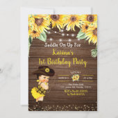 Sunflower Cowgirl rustic Baby Shower invitation (Front)
