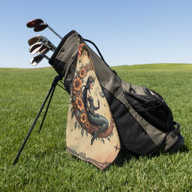 Sunflower Crescent Queen  Golf Towel (Green)