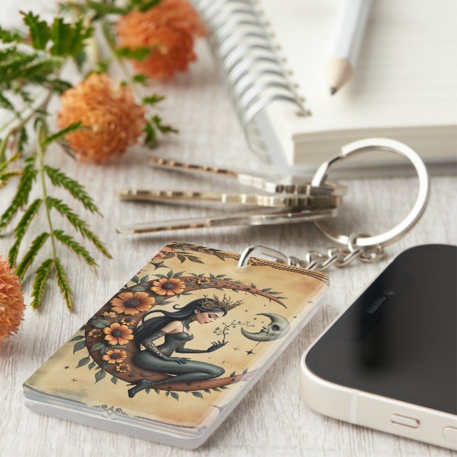 Sunflower Crescent Queen  Keychain (Front Right)