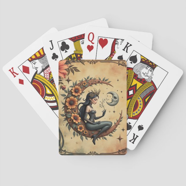 Sunflower Crescent Queen  Poker Cards (Back)
