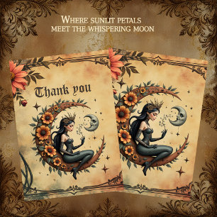 Sunflower Crescent Queen  Thank You Card