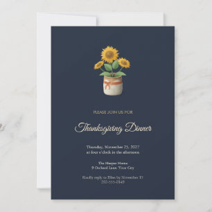 Sunflower Crock Thanksgiving Dinner Invitation